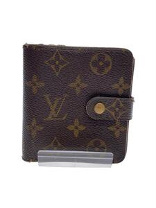 LOUIS VUITTON◆コンパクト・ジップ_モノグラム・キャンバス_BRW/PVC/BRW/総柄/メンズ