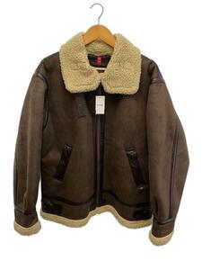 ALPHA INDUSTRIES◆ブルゾン/L/フェイクレザー/BRW/TA1548-068/B-3/ムートンジャケット