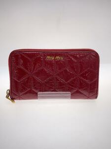 MIU MIU◆長財布/レザー/RED/レディース