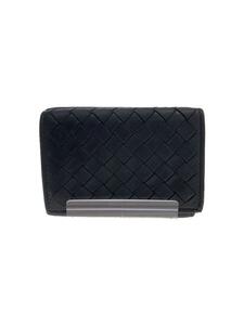 BOTTEGA VENETA◆3つ折り財布/レザー/BLK/無地/メンズ