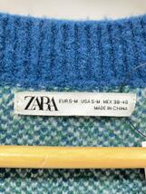 ZARA◆ベスト/M/アクリル/ブルー/チェック/ニットベスト_画像3