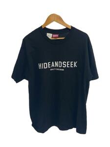 HIDE AND SEEK◆LOGO S/S TEE/Tシャツ/L/コットン/BLK