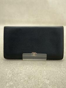 CHANEL◆長財布/レザー/BLK/レディース