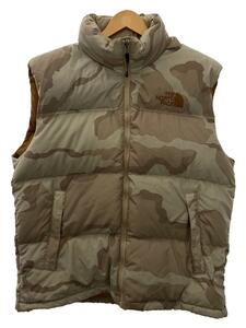 THE NORTH FACE◆NUPTSE DOWN VEST_ヌプシダウンベスト/XL/ナイロン/BEG/カモフラ