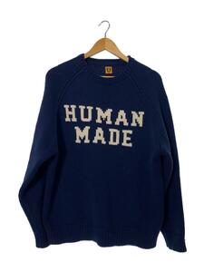 HUMAN MADE◆BEAR RAGLAN KNIT SWEATER/セーター(厚手)/L/コットン/NVY