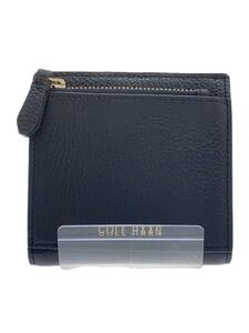 COLE HAAN◆2つ折り財布/レザー/BLK/無地/レディース