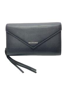 BALENCIAGA◆長財布/レザー/BLK/無地/レディース/371661・1000・ｘ・584046