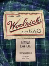 Woolrich◆長袖シャツ/L/コットン/GRN/チェック_画像3