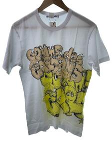 COMME des GARCONS SHIRT◆21AW/× KAWS T-shirt/Tシャツ/M/コットン/WHT/FH-T005