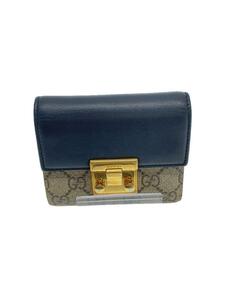 GUCCI◆2つ折り財布_GGスプリーム_パドロック/-/BEG/レディース