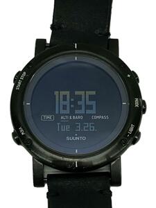 SUUNTO◆クォーツ腕時計/デジタル/レザー/BLK/BLK/SS/essential