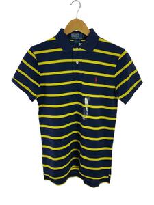 POLO RALPH LAUREN◆タグ付/ポロシャツ/S/コットン/NVY/ボーダー/CUSTOM FIT/カスタムフィット