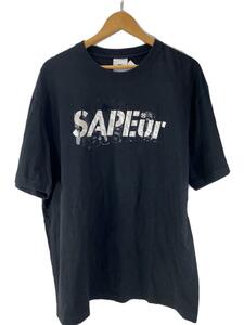 A Elegantes SAPEur◆Tシャツ/XL/コットン/NVY/プリント