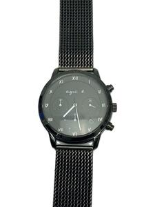 agnes b.* solar wristwatch / analogue / stainless steel /BLK/BLK/SS/VR42-KDD0