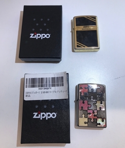 ジッポ　ライター　2点まとめ　Zippo　BRADFORD.PA.　22　14　ブラック　黒　ジグソーパズル　パズル柄　