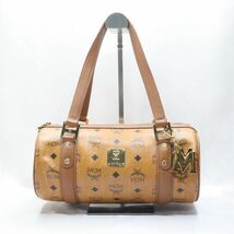 1円~ 【美品】MCM エムシーエム ヴィセトス ミニボストン ハンドバッグ ショルダーバッグ パピヨン ロゴ チャーム レザー ブラウン 総柄_画像2