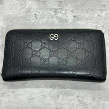 【美品】 GUCCI グッチ 長財布 ラウンドファスナー ドリアン シマ シルバー GGスプリーム レザー 黒 ブラック レディース メンズ ビジネス_画像2