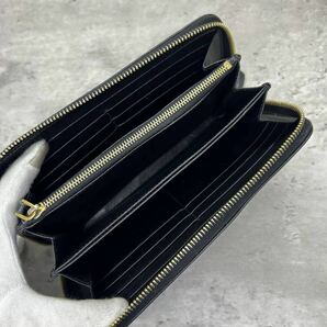 【未使用級】 PRADA プラダ メンズ ビジネス 長財布 ラウンドファスナー 金ロゴ デカロゴ サフィアーノ レザー 本革 ブラック 黒 男女兼用の画像7