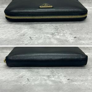 【未使用級/RFID搭載】 PRADA プラダ メンズ ビジネス 長財布 ラウンドファスナー 三角ロゴ 金ロゴ サフィアーノ ブラック 黒 レザー 本革の画像4