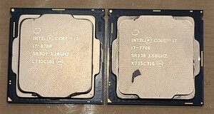 CPU　①i7 8700 3.2GHz　②i7 7700 3.6GHz　合計2個