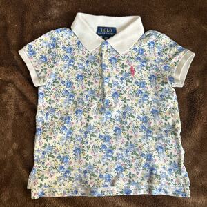 子供服キッズ☆ポロラルフローレンPOLO RALPH LAUREN☆100サイズ☆半袖 ポロシャツ 花柄　水色☆送料200円