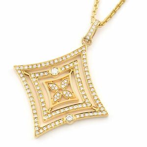  Louis Vuitton подвеска iti-rubro Sam tiamonQ93765 K18YG с отделкой всего примерно 0.56ct diamond желтое золото 80cm б/у бесплатная доставка 