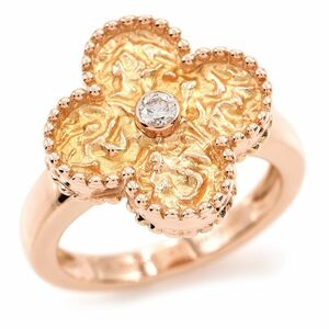 Van Cleef &amp; Arpels Винтажное кольцо Alhambra #47 No 7 K18PG Новый Отделка ок. 0,07ct Бриллиант Розовое золото б/у Бесплатная доставка