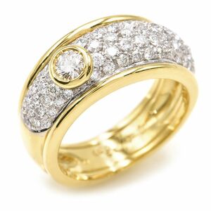  Damiani 0.13ct diamond ring 10 number K18YG K18WG total 0.8ct natural diamond pave diamond bezel design yellow gold used free shipping 