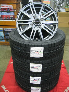 ブリヂストン 国産 スタッドレス タイヤ ブリザック VRX3 165/65R14 165/65-14 ＆ アルミホイール 新品 4本 2023年製 送料無料 ハスラー