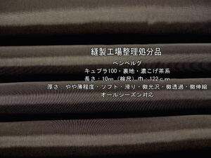 ベンベルグ キュプラ100 裏地 やや薄 ソフト 滑り 濃こげ茶系10m