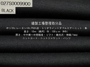 ポリレーヨンPUミリオラメントダブルエアーニット黒3枚8.6m最終