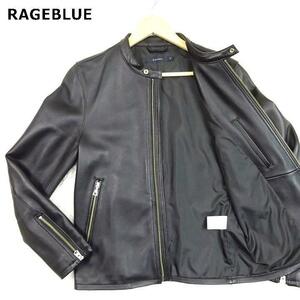 美品　RAGEBLUE　レイジブルー　ラムレザー　シープスキン　羊革　シングルライダース　ダブルジップ　M　ブラック　黒