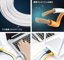 【vaps_4】Cat6 LANケーブル 《ホワイト》 《1.5m》 カテゴリ6 フラット 薄型 LANケーブル 送込_画像2