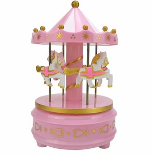 [vaps_7] music box Merry go- Land { pink } rotation wooden horse present cake decoration stylish lovely interior including postage 