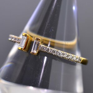 S2539【BSJJ】K18YG イエローゴールド MARI マリコレクション ダイヤモンド0.16ct Tワイヤー リング GSTV 指輪 11号の画像2