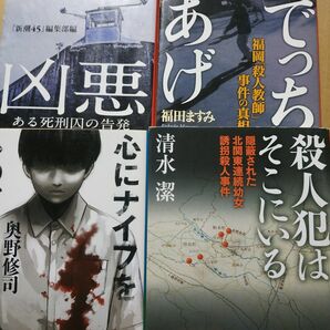 傑作ノンフィクション4冊 でっちあげ福岡殺人教師 心にナイフをしのばせて 殺人犯はそこにいる幼女連続殺人 凶悪-ある死刑囚の告発