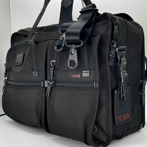 大容量/美品 TUMI トゥミ ビジネスバッグ ブリーフケース エクスパンダブル 2way ショルダー 黒 ブラック ナイロン レザー メンズ A4 PC