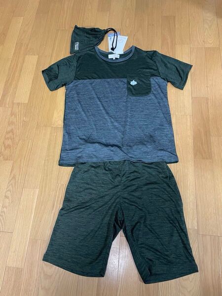 【新品未使用】LOGOS DAYS 半袖 5分丈 上下セット ポーチ付き 部屋着 アウトドア ハーフパンツ