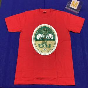 SR10A3. デザインTシャツ　Mサイズ　赤　Beer Chang ビアチャーン　半袖 Tシャツ