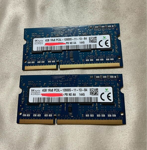 skhynix 4GB 1Rx8 PC3L-12800S-11-13-B4 DDR3ノート用　2枚　(C-1)