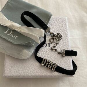 Dior Dior GP fabric rhinestone Logo choker necklace 