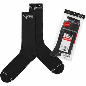 新品 Supreme 24SS MM6 Maison Margiela Hanes Crew Socks シュプリーム ヘインズ クルー ソックス Black ブラック 黒