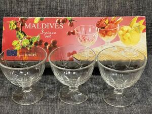 (送料無料)未使用品 ユーロ製 MALDIVES フルーツグラス 3客セット ■サイズ 直径 約10㎝、高さ 約10㎝