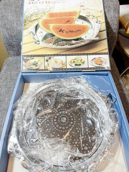 (送料無料)未使用品 バルーン ボゼシャントレー 高級メッキ仕上 盛り皿 ■サイズ 直径 約32㎝