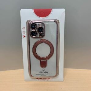 y030521m iPhone 15 Pro Max ケース　ピンクゴールド　リング付き　MagSafe