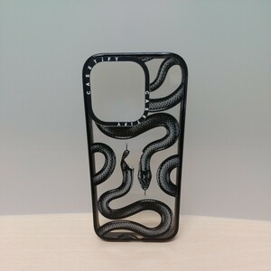 y031801fm iPhone 15 Pro ケース MIL規格準拠 動物 Print - Black Kingsnake - クリア ブラック