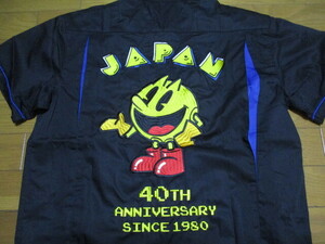 新品　即決価格　タグ付き　パックマン　半袖　シャツ　Lサイズ　ボウリングシャツ　ファミコン　40周年　刺繍　JAPAN　半袖　早い者勝ち