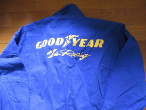 即決　日本製　GOODYEAR　RACING　つなぎ　XLサイズ　青　グッドイヤー　レーシング　刺繍　ワッペン　整備士　メカニック　レース　作業着