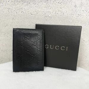 【贅沢品の極み】GUCCI グッチ　カードケース 名刺入れ　GG　シマ　レザー　本革　ブラック 総柄 ロゴ 