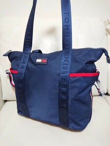 超美品【TOMMY HILFIGER トミーヒルフィガー】トートバッグ ナイロン ネイビー